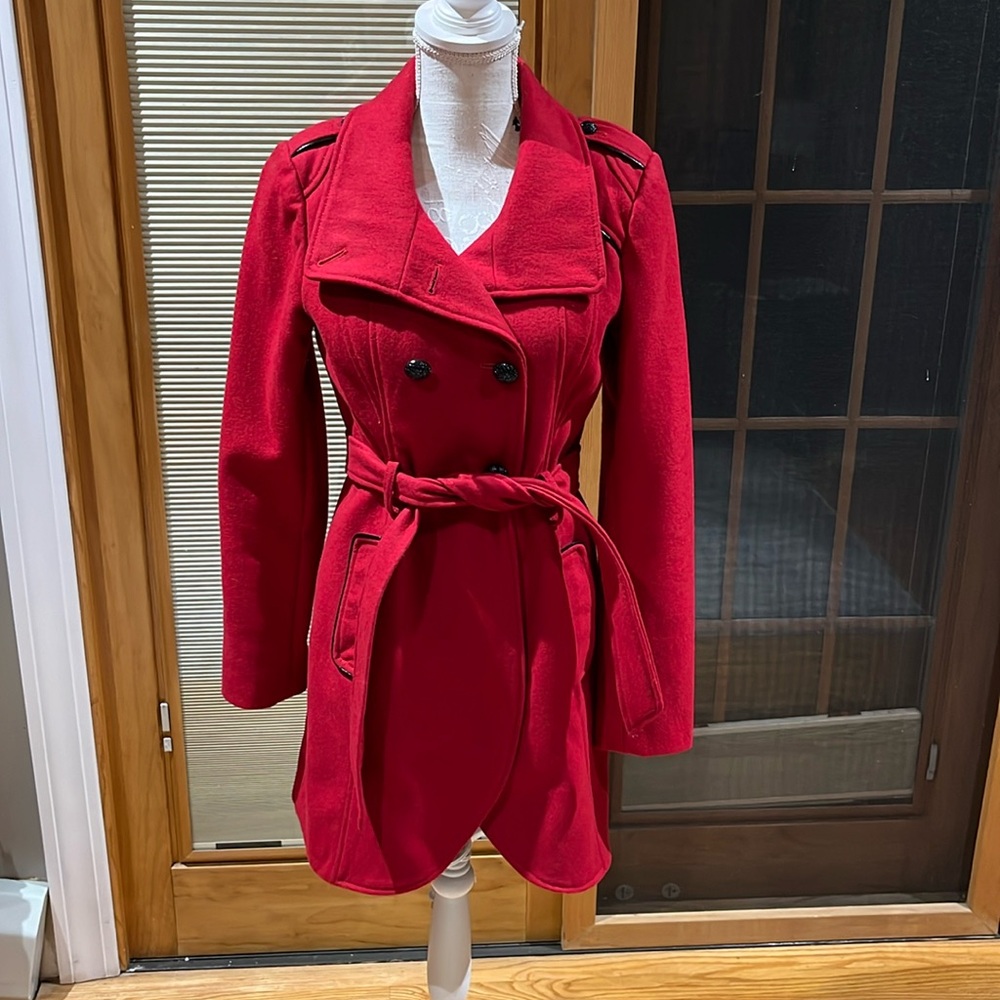 Guess wool blend red  winter coat- size small
